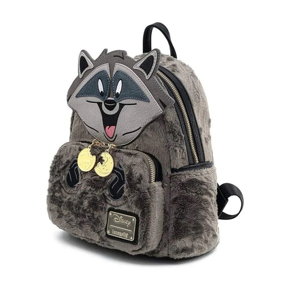 NWT Loungefly Disney Meeko Pocahontas Raccoon Cosplay Soft Backpack - Picture 3 of 5